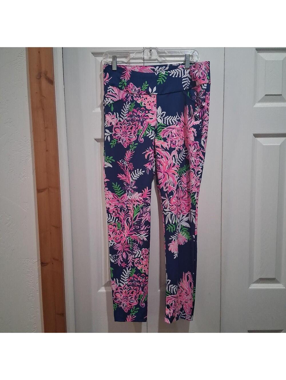 Lilly Pulitzer Luxletic Tropical Floral Print Pants Size 8 Weekender High Rise